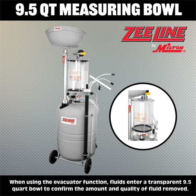 Zeeline ZE21CMB 21 Gallon Professional Grade Combination Oil Drain and Fluid Evacuator with Measuring Bowl | Tire Equipment Supply