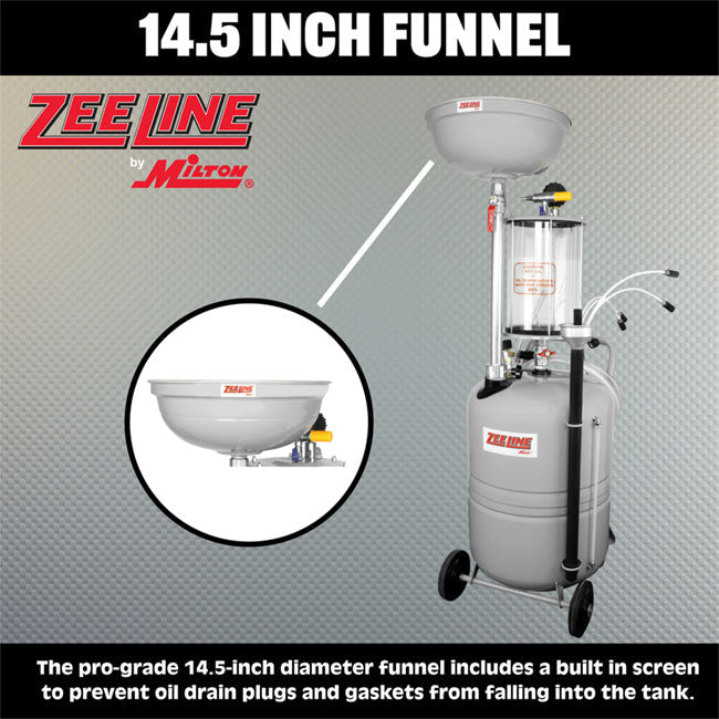 Zeeline ZE21CMB 21 Gallon Professional Grade Combination Oil Drain and Fluid Evacuator with Measuring Bowl | Tire Equipment Supply
