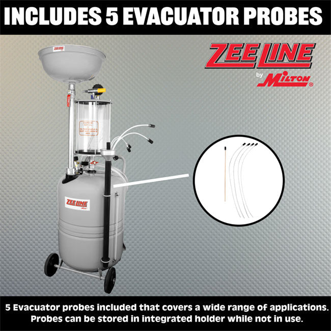 Zeeline ZE21CMB 21 Gallon Professional Grade Combination Oil Drain and Fluid Evacuator with Measuring Bowl | Tire Equipment Supply