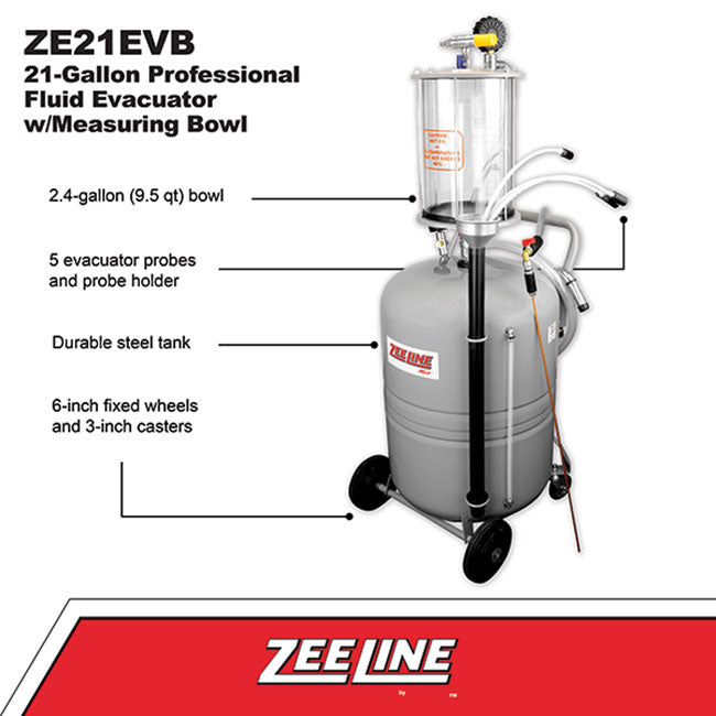 Zeeline ZE21EVB 21 Gallon Professional Fluid Evacuator with Measuring Bowl | Tire Equipment Supply
