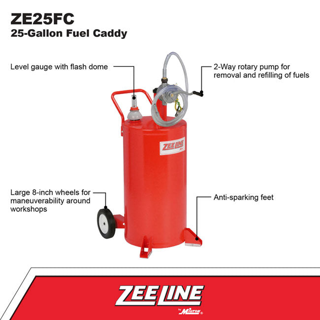 Zeeline ZE25FC 25 Gallon Fuel Caddy with Two Way Rotary Pump | Tire Equipment Supply