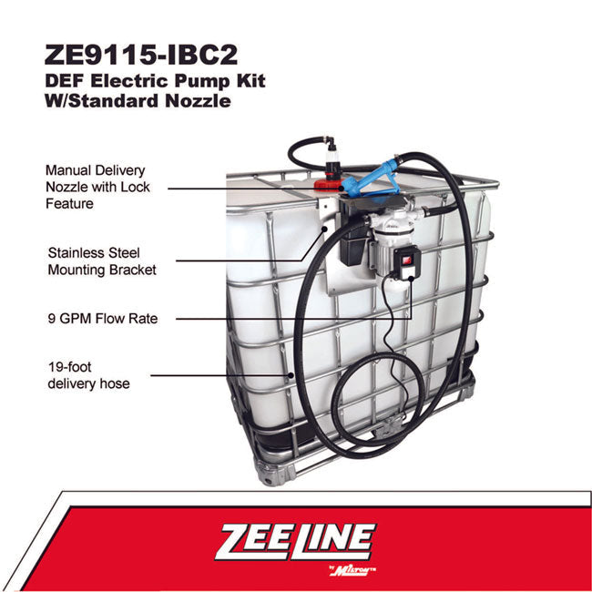 Zeeline ZE9115 IBC2  DEF Electric Pump Kit with Standard Nozzle | Tire Equipment Supply