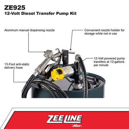 Zeeline ZE925 12 Volt Diesel Fuel Pump 12 GPM | Tire Equipment Supply