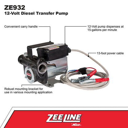 Zeeline ZE932 12 Volt Electric Diesel Pump 15 GPM | Tire Equipment Supply