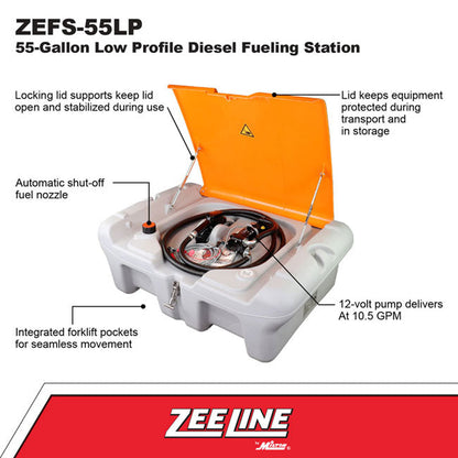 Zeeline ZEFS 55LP 55 Gallon Low Profile Portable Diesel Fueling Station | Tire Equipment Supply