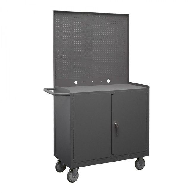 DURHAM MFG 2210A-PB-LU-95 Mobile Bench Cabinet, Pegboard Panel