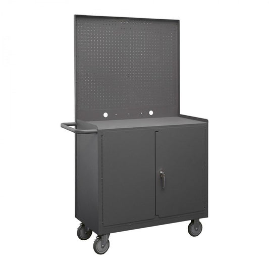 DURHAM MFG 2210A-PB-LU-95 Mobile Bench Cabinet, Pegboard Panel