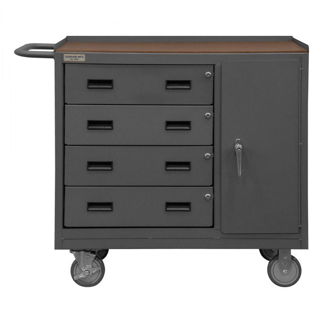 DURHAM MFG 2211A-TH-LU-95 Mobile Bench Cabinet,1 Shelf, Hard Board