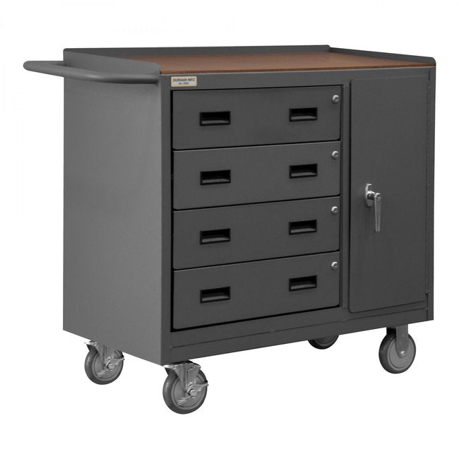DURHAM MFG 2211A-TH-LU-95 Mobile Bench Cabinet,1 Shelf, Hard Board