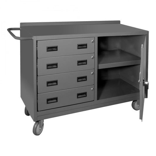 DURHAM MFG 2221-95 Mobile Bench Cabinet, 1 Shelf, 4 Drawers