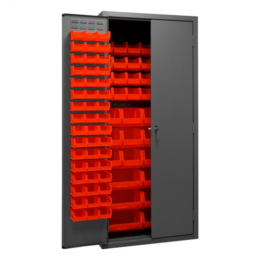 DURHAM MFG 2500-138B-1795 Cabinet, 138 Red Bins