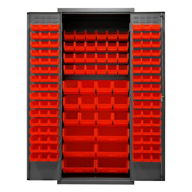 DURHAM MFG 2500-138B-1795 Cabinet, 138 Red Bins
