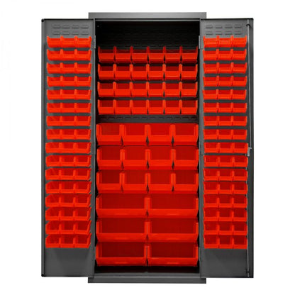 DURHAM MFG 2500-138B-1795 Cabinet, 138 Red Bins