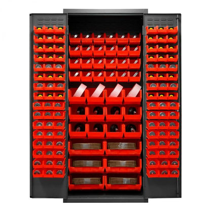 DURHAM MFG 2500-138B-1795 Cabinet, 138 Red Bins
