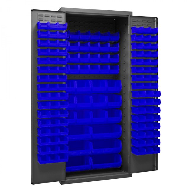DURHAM MFG 2500-138B-5295 Cabinet, 138 Blue Bins