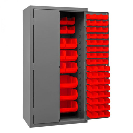 DURHAM MFG 2501-BDLP-126-1795 Cabinet, 126 Red Bins