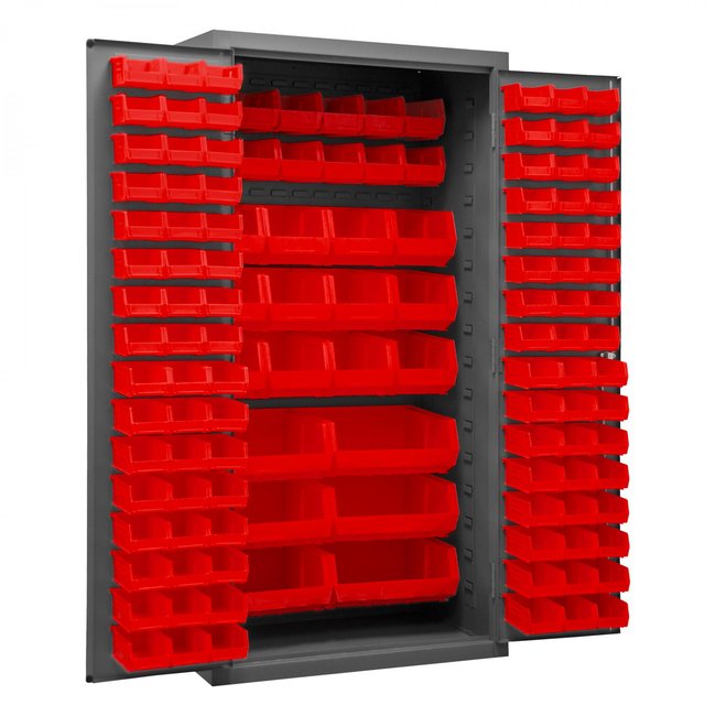 DURHAM MFG 2501-BDLP-126-1795 Cabinet, 126 Red Bins