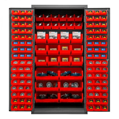 DURHAM MFG 2501-BDLP-126-1795 Cabinet, 126 Red Bins