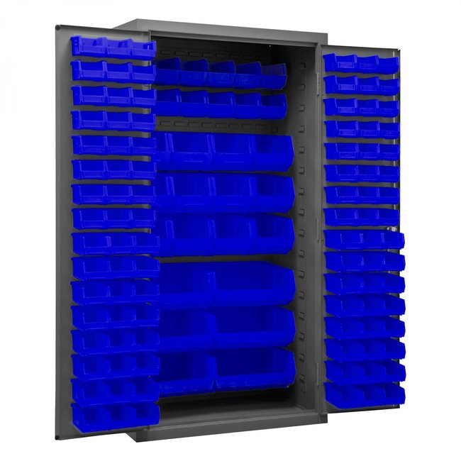 DURHAM MFG 2501-BDLP-126-5295 Cabinet, 126 Blue Bins