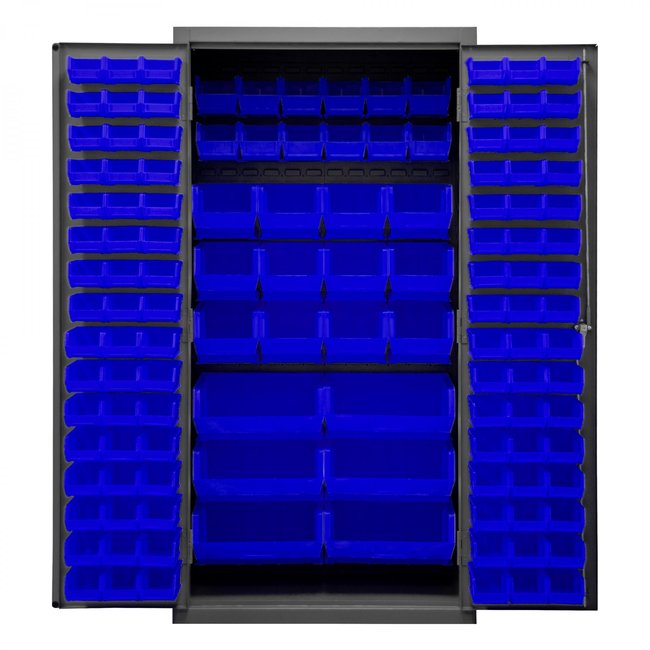 DURHAM MFG 2501-BDLP-126-5295 Cabinet, 126 Blue Bins