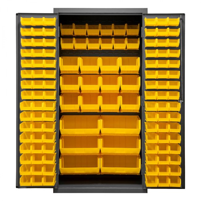 DURHAM MFG 2501-BDLP-126-95 Cabinet, 126 Yellow Bins
