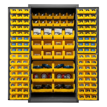 DURHAM MFG 2501-BDLP-126-95 Cabinet, 126 Yellow Bins