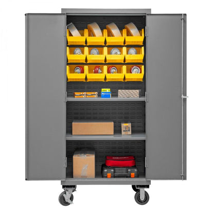 DURHAM MFG 2501M-BLP-12-2S-95 Mobile Cabinet, 2 Shelves, 12 Bins