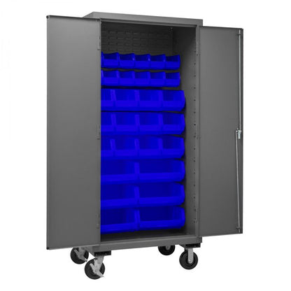 DURHAM MFG 2501M-BLP-30-5295 Mobile Cabinet, 30 Blue Bins