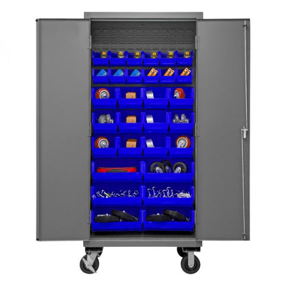 DURHAM MFG 2501M-BLP-30-5295 Mobile Cabinet, 30 Blue Bins