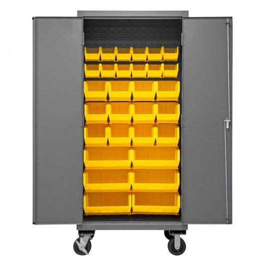 DURHAM MFG 2501M-BLP-30-95 Mobile Cabinet, 30 Yellow Bins