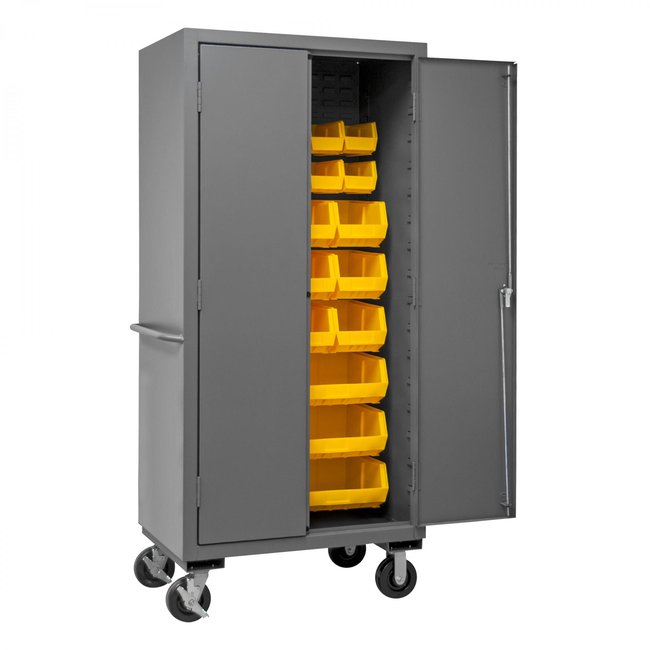 DURHAM MFG 2501M-BLP-30-95 Mobile Cabinet, 30 Yellow Bins