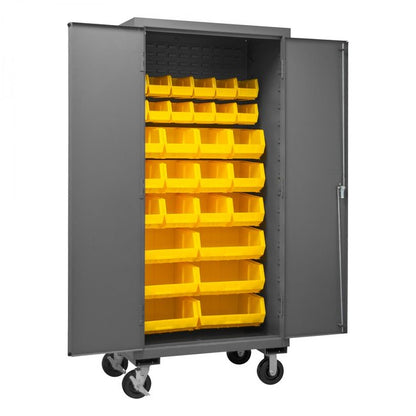 DURHAM MFG 2501M-BLP-30-95 Mobile Cabinet, 30 Yellow Bins