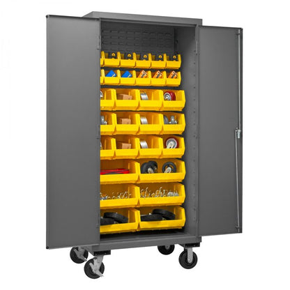 DURHAM MFG 2501M-BLP-30-95 Mobile Cabinet, 30 Yellow Bins