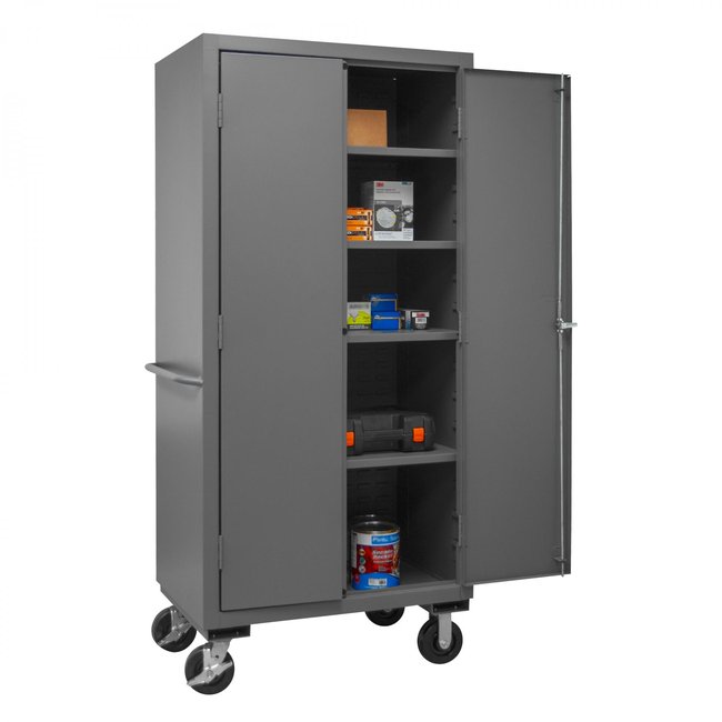 DURHAM MFG 2501M-BLP-4S-95 Mobile Cabinet, 4 Shelves