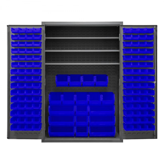 DURHAM MFG 2502-138-3S-5295 Cabinet, 3 Shelves, 138 Blue Bins