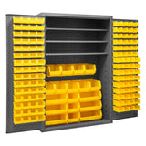 DURHAM MFG 2502-138-3S-95 Cabinet, 3 Shelves, 138 Yellow Bins