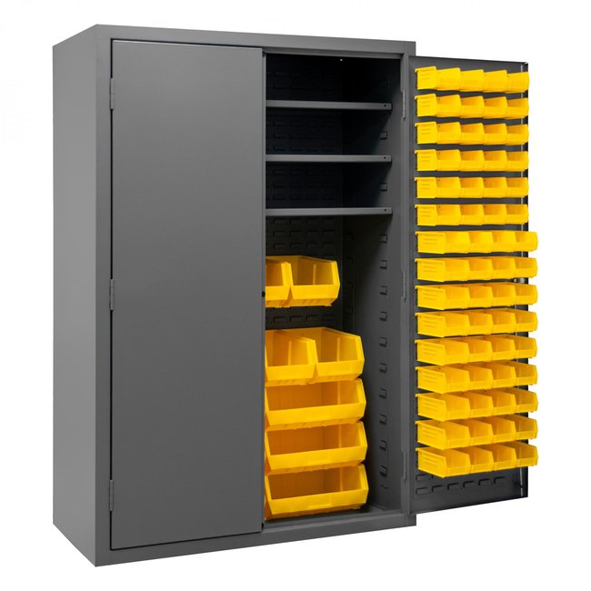 DURHAM MFG 2502-138-3S-95 Cabinet, 3 Shelves, 138 Yellow Bins