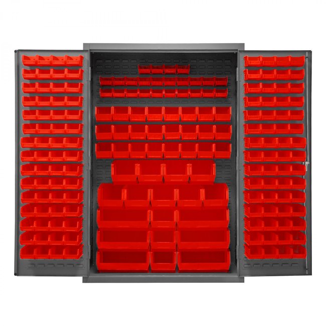 DURHAM MFG 2502-186-1795 Cabinet, 186 Red Bins