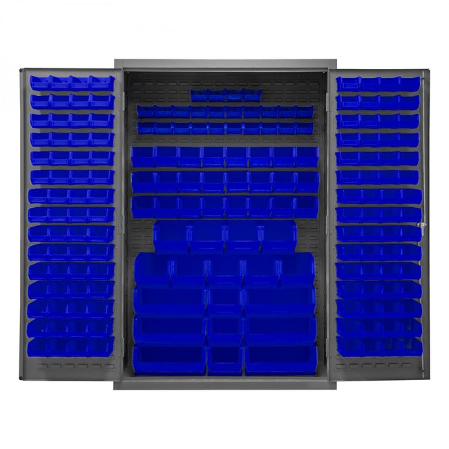 DURHAM MFG 2502-186-5295 Cabinet, 186 Blue Bins