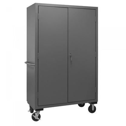 DURHAM MFG 2502M-BLP-18-2S-1795 Mobile Cabinet, 2 Shelves, 18 Red Bins