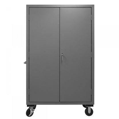 DURHAM MFG 2502M-BLP-18-2S-1795 Mobile Cabinet, 2 Shelves, 18 Red Bins