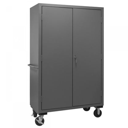 DURHAM MFG 2502M-BLP-18-2S-5295 Mobile Cabinet, 2 Shelves, 18 Blue Bins