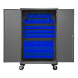 DURHAM MFG 2502M-BLP-42-5295 Mobile Cabinet, 42 Blue Bins