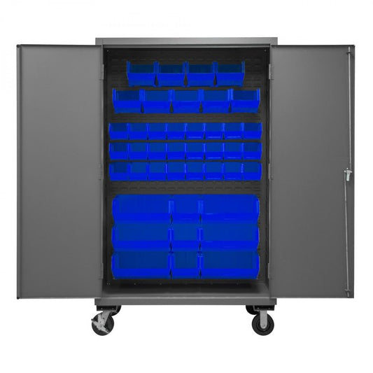 DURHAM MFG 2502M-BLP-42-5295 Mobile Cabinet, 42 Blue Bins