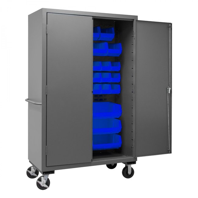 DURHAM MFG 2502M-BLP-42-5295 Mobile Cabinet, 42 Blue Bins