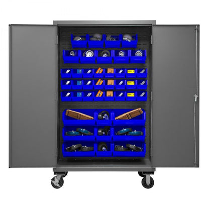 DURHAM MFG 2502M-BLP-42-5295 Mobile Cabinet, 42 Blue Bins
