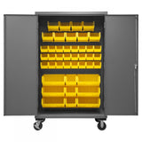 DURHAM MFG 2502M-BLP-42-95 Mobile Cabinet, 42 Yellow Bins