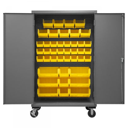 DURHAM MFG 2502M-BLP-42-95 Mobile Cabinet, 42 Yellow Bins
