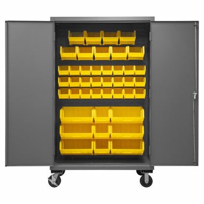 DURHAM MFG 2502M-BLP-42-95 Mobile Cabinet, 42 Yellow Bins