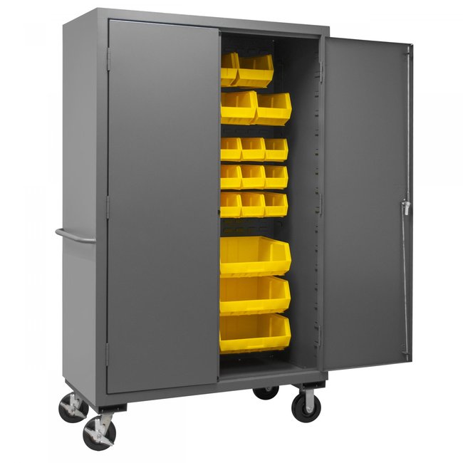 DURHAM MFG 2502M-BLP-42-95 Mobile Cabinet, 42 Yellow Bins